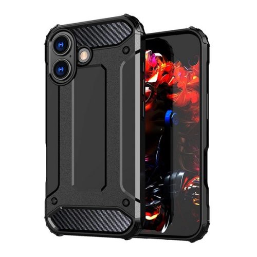 Defender szilikon telefonvédő (ütésállóság, légpárnás sarok, fémhatás) FEKETE