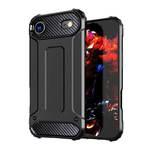 Defender szilikon telefonvédő (ütésállóság, légpárnás sarok, fémhatás) FEKETE