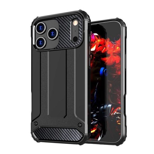 Defender szilikon telefonvédő (ütésállóság, légpárnás sarok, fémhatás) FEKETE