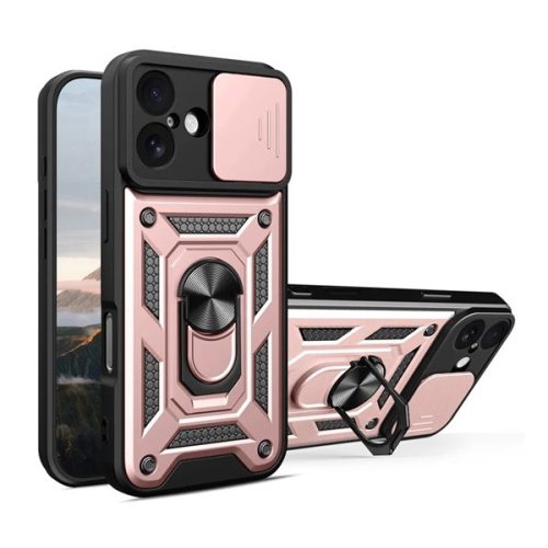 Defender szilikon telefonvédő (ütésállóság, tartógyűrű, kameravédő) ROZÉARANY