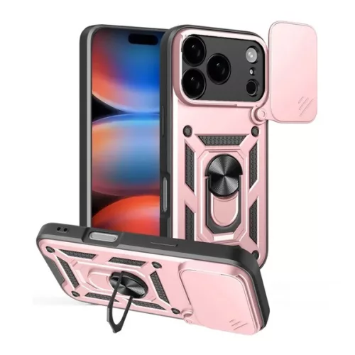 Defender szilikon telefonvédő (ütésállóság, tartógyűrű, kameravédő) ROZÉARANY