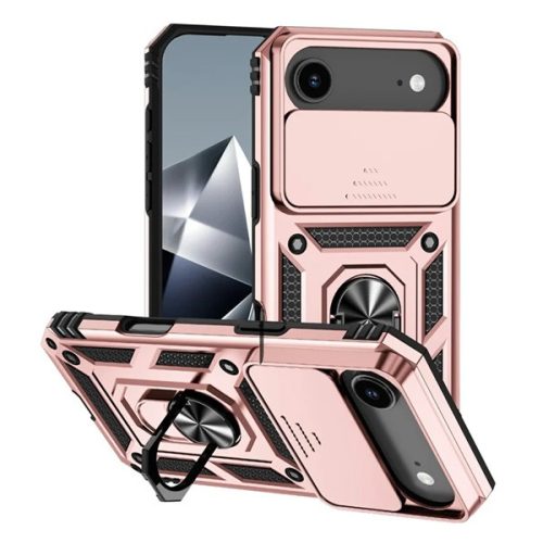 Defender szilikon telefonvédő (ütésállóság, tartógyűrű, kameravédő) ROZÉARANY