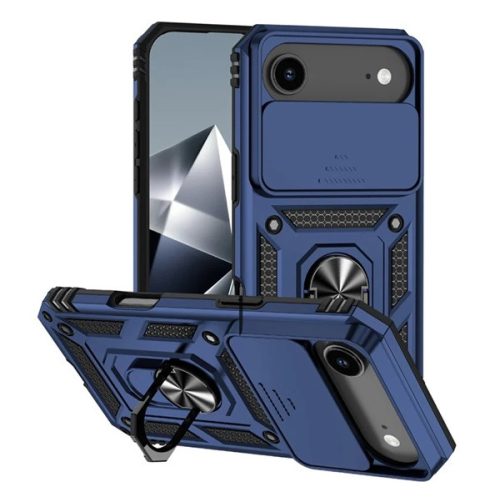 Defender szilikon telefonvédő (ütésállóság, tartógyűrű, kameravédő) SÖTÉTKÉK