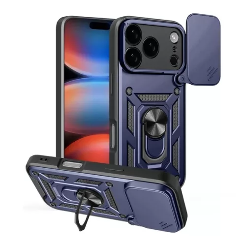 Defender szilikon telefonvédő (ütésállóság, tartógyűrű, kameravédő) SÖTÉTKÉK