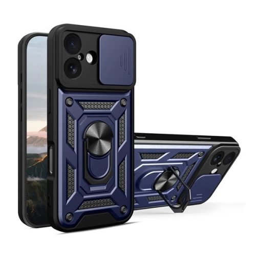 Defender szilikon telefonvédő (ütésállóság, tartógyűrű, kameravédő) SÖTÉTKÉK