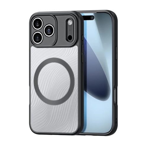 DUX DUCIS AIMO szilikon telefonvédő (ütésállóság, kameravédő, MagSafe, hullám) FEKETE