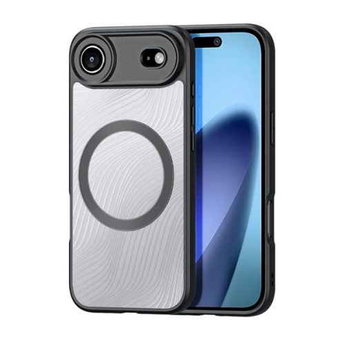 DUX DUCIS AIMO szilikon telefonvédő (ütésállóság, kameravédő, MagSafe, hullám) FEKETE