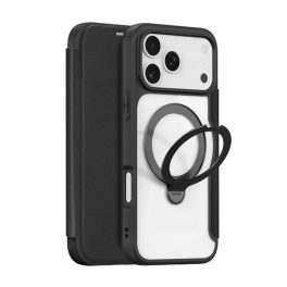DUX DUCIS SKIN X PRO tok álló, bőr hatású (FLIP, oldalra nyíló, RFID, kitámasztó, MagSafe) FEKETE   DUX DUCIS SKIN X PRO tok álló, bőr hatású (FLIP, oldalra nyíló, RFID, kitámasztó, MagSafe) FEKETE