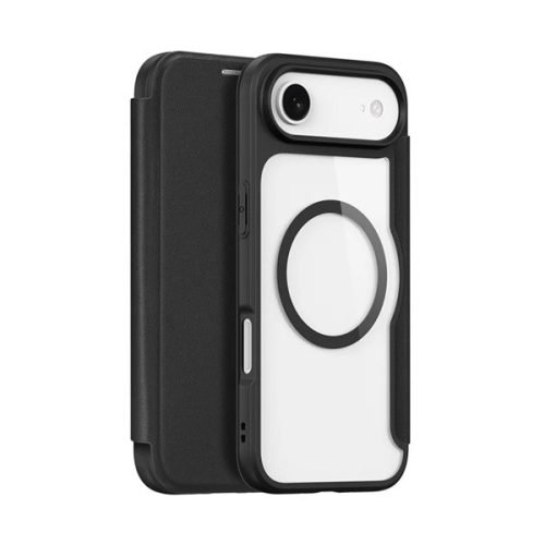 DUX DUCIS SKIN X PRO tok álló, bőr hatású (FLIP, oldalra nyíló, RFID, MagSafe) FEKETE