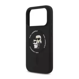   KARL LAGERFELD LIQUID SILICONE KARL AND CHOUPETTE MAGSAFE szilikon telefonvédő (ütésállóság, MagSafe) FEKETE