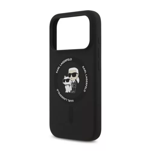 KARL LAGERFELD LIQUID SILICONE KARL AND CHOUPETTE MAGSAFE szilikon telefonvédő (ütésállóság, MagSafe) FEKETE
