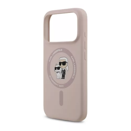 KARL LAGERFELD LIQUID SILICONE KARL AND CHOUPETTE MAGSAFE szilikon telefonvédő (ütésállóság, MagSafe) RÓZSASZÍN