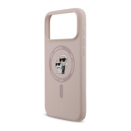   KARL LAGERFELD LIQUID SILICONE KARL AND CHOUPETTE MAGSAFE szilikon telefonvédő (ütésállóság, MagSafe) RÓZSASZÍN