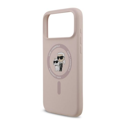 KARL LAGERFELD LIQUID SILICONE KARL AND CHOUPETTE MAGSAFE szilikon telefonvédő (ütésállóság, MagSafe) RÓZSASZÍN