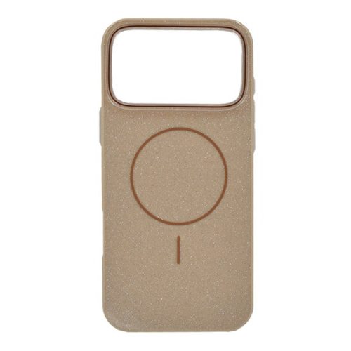 Szilikon telefonvédő (műanyag hátlap, kameravédő, MagSafe, csillogó) BARNA