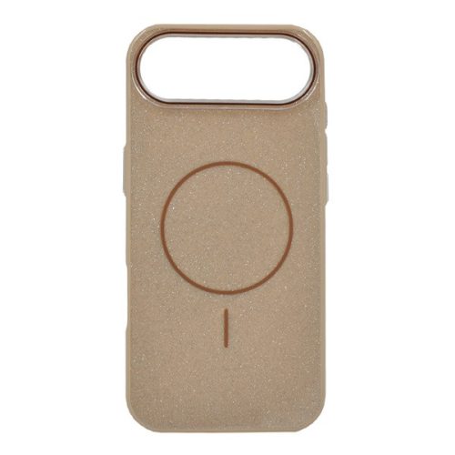 Szilikon telefonvédő (műanyag hátlap, kameravédő, MagSafe, csillogó) BARNA