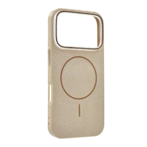 Szilikon telefonvédő (műanyag hátlap, kameravédő, MagSafe, csillogó) BARNA