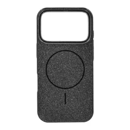   Szilikon telefonvédő (műanyag hátlap, kameravédő, MagSafe, csillogó) FEKETE