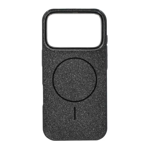 Szilikon telefonvédő (műanyag hátlap, kameravédő, MagSafe, csillogó) FEKETE