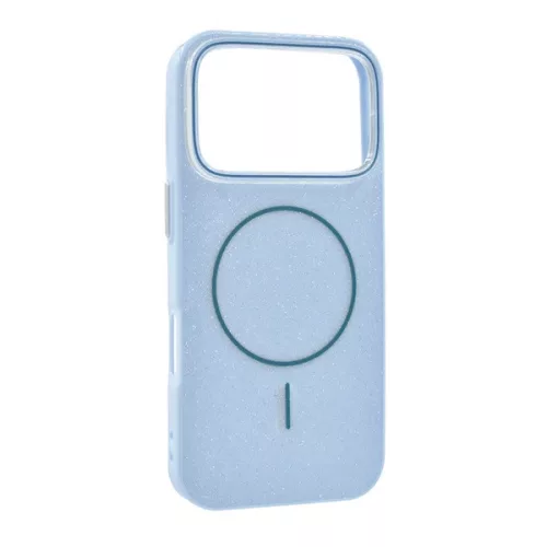 Szilikon telefonvédő (műanyag hátlap, kameravédő, MagSafe, csillogó) VILÁGOSKÉK