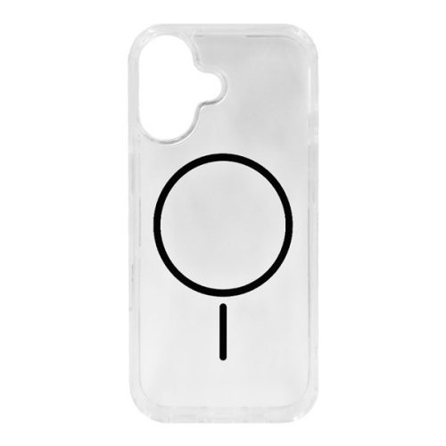 Szilikon telefonvédő (ultravékony, műanyag hátlap, MagSafe, légpárnás sarok) FEKETE