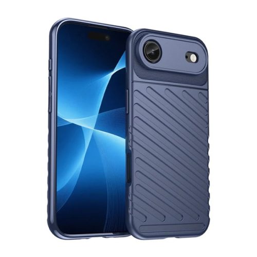 Szilikon telefonvédő (ütésállóság, csíkos, dombor minta) SÖTÉTKÉK