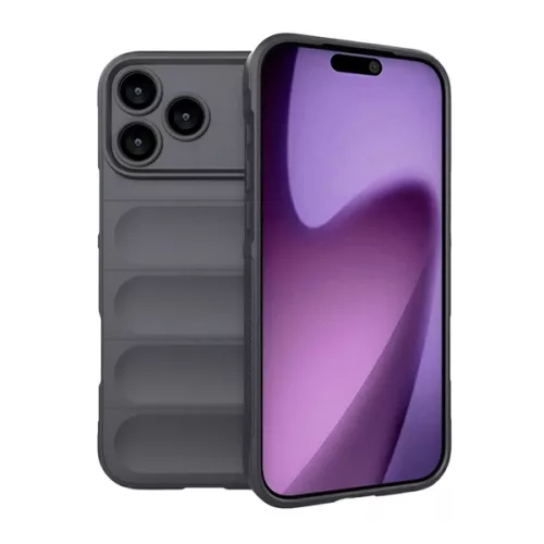 Szilikon telefonvédő (ütésállóság, kameravédő, 3D) SÖTÉTSZÜRKE