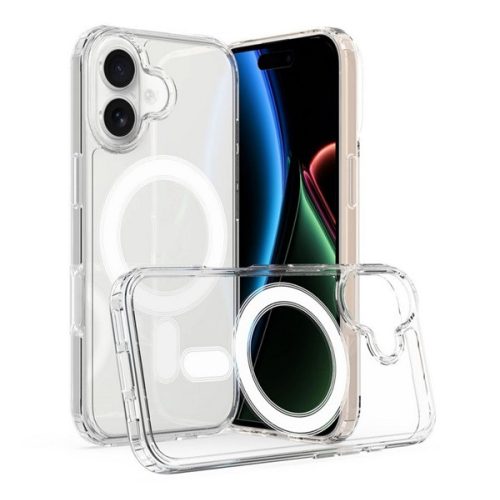 Szilikon telefonvédő (ütésállóság, légpárnás sarok, MagSafe) ÁTLÁTSZÓ