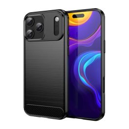   Szilikon telefonvédő (ütésállóság, légpárnás sarok, szálcsiszolt, karbon minta) FEKETE