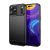 Szilikon telefonvédő (ütésállóság, légpárnás sarok, szálcsiszolt, karbon minta) FEKETE