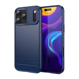   Szilikon telefonvédő (ütésállóság, légpárnás sarok, szálcsiszolt, karbon minta) SÖTÉTKÉK