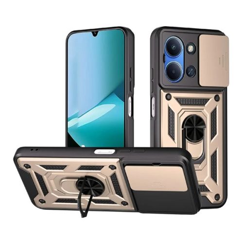 Defender szilikon telefonvédő (ütésállóság, tartógyűrű, kameravédő) ARANY