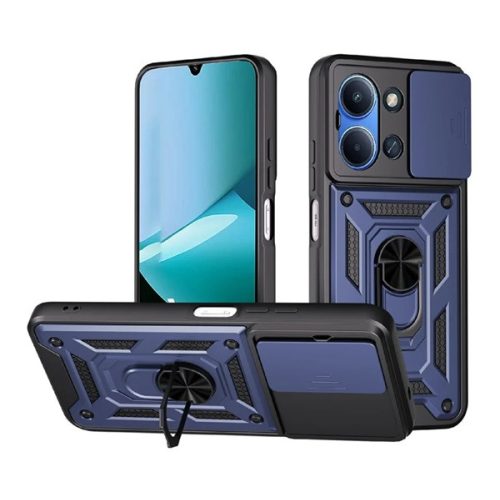 Defender szilikon telefonvédő (ütésállóság, tartógyűrű, kameravédő) SÖTÉTKÉK