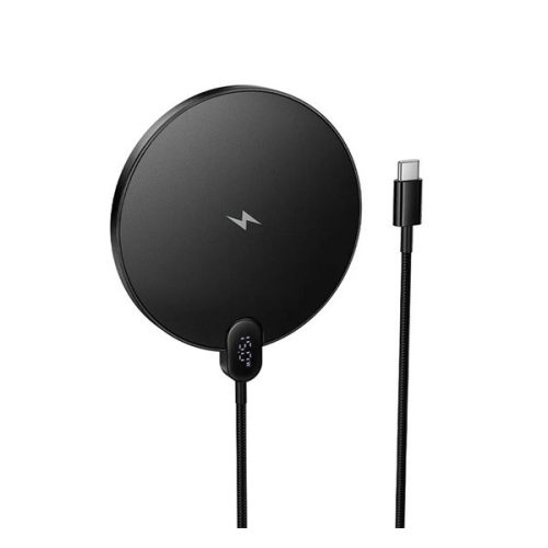 HOCO CW62 asztali töltő (15W, wireless, mágneses, 120cm, LED kijelző) FEKETE