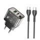 HOCO N34 hálózati töltő USB+Type-C aljzat (20W, PD gyorstöltő 3.0 + Type-C kábel) ÁTLÁTSZÓ