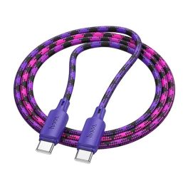   HOCO X116 adatkábel (Type-C - Type-C, 60W, PD gyorstöltő 3.0, cipőfűző, 100cm) LILA