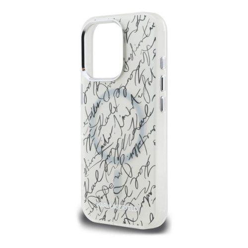 KARL LAGERFELD IML KARL SCRIPT PATTERN MAGSAFE szilikon telefonvédő (ütésállóság, kameravédő, MagSafe) FEHÉR