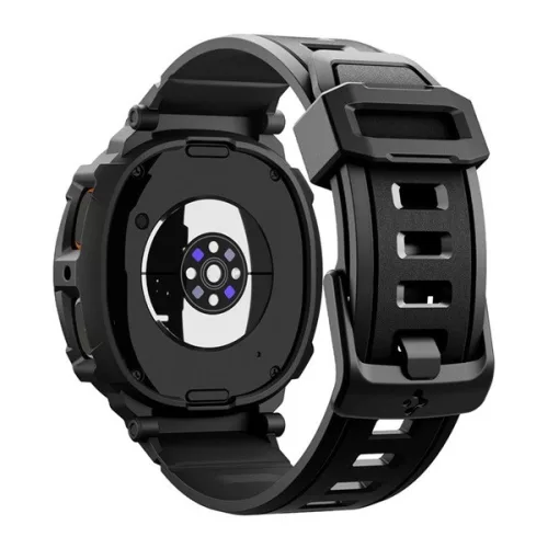 SPIGEN RUGGED ARMOR PRO pótszíj (egyedi méret, szilikon, ütésállóság + szilikon keret) FEKETE