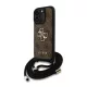 GUESS PU 4G METAL LOGO CROSSBODY STRAP műanyag telefonvédő (ütésállóság, bőr hatású hátlap + vállpánt) BARNA