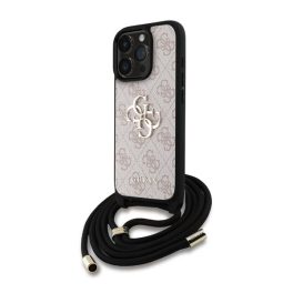 GUESS PU 4G METAL LOGO CROSSBODY STRAP műanyag telefonvédő (ütésállóság, bőr hatású hátlap + vállpánt) RÓZSASZÍN   GUESS PU 4G METAL LOGO CROSSBODY STRAP műanyag telefonvédő (ütésállóság, bőr hatású hátlap + vállpánt) RÓZSASZÍN