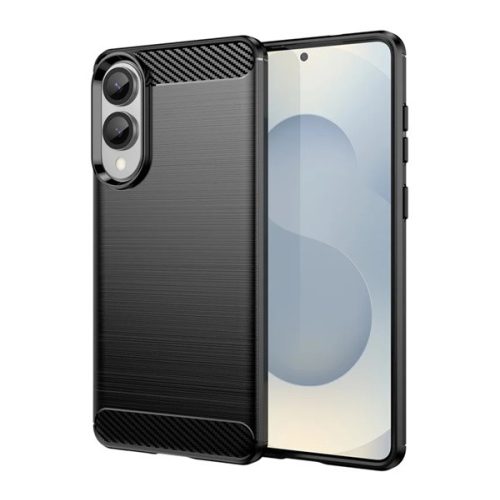 Szilikon telefonvédő (ütésállóság, légpárnás sarok, szálcsiszolt, karbon minta) FEKETE