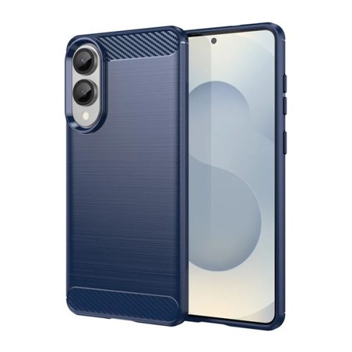 Szilikon telefonvédő (ütésállóság, légpárnás sarok, szálcsiszolt, karbon minta) SÖTÉTKÉK