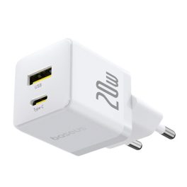   BASEUS PALM hálózati töltő USB+Type-C aljzat (20W, PD gyorstöltő 3.0) FEHÉR