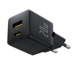   BASEUS PALM hálózati töltő USB+Type-C aljzat (20W, PD gyorstöltő 3.0) FEKETE