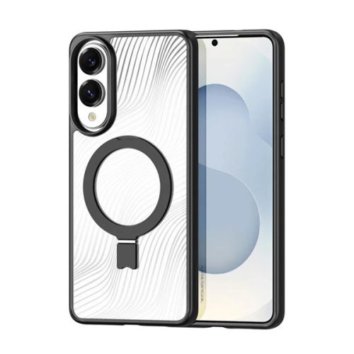 DUX DUCIS AIMO szilikon telefonvédő (ütésállóság, kameravédő, MagSafe, kitámasztó, hullám) FEKETE