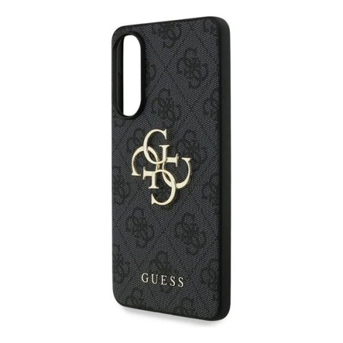 GUESS 4G BIG LOGO szilikon telefonvédő (ütésállóság, bőr hatású hátlap) FEKETE