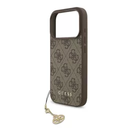   GUESS 4G CHARMS műanyag telefonvédő (textil hátlap, telefondísz) BARNA