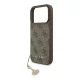 GUESS 4G CHARMS műanyag telefonvédő (textil hátlap, telefondísz) BARNA