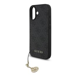   GUESS 4G CHARMS műanyag telefonvédő (textil hátlap, telefondísz) SÖTÉTSZÜRKE