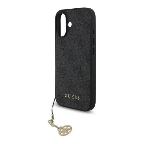 GUESS 4G CHARMS műanyag telefonvédő (textil hátlap, telefondísz) SÖTÉTSZÜRKE
